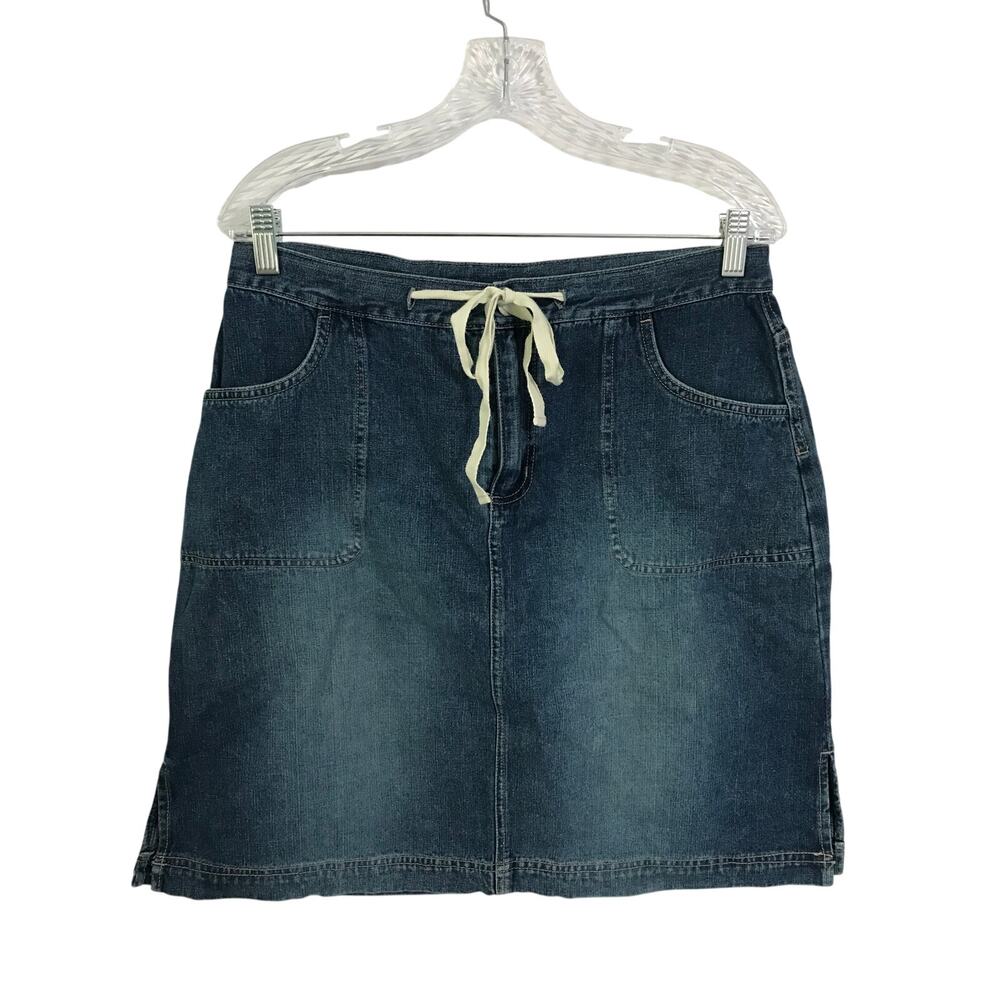 Mountain Lake Jean Company Skirt Size 12 Womens Denim Zip Front Distress Fading